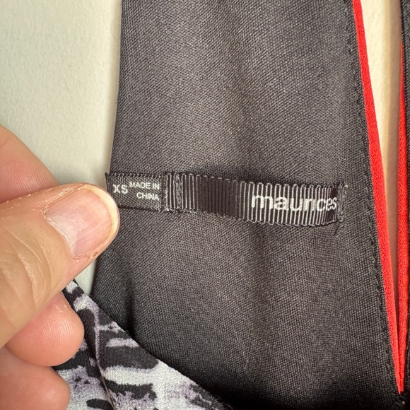 Maurices X-Small Split Front Maxi Dress Red/Black/White Babydoll Spaghetti Strap - Picture 5 of 16